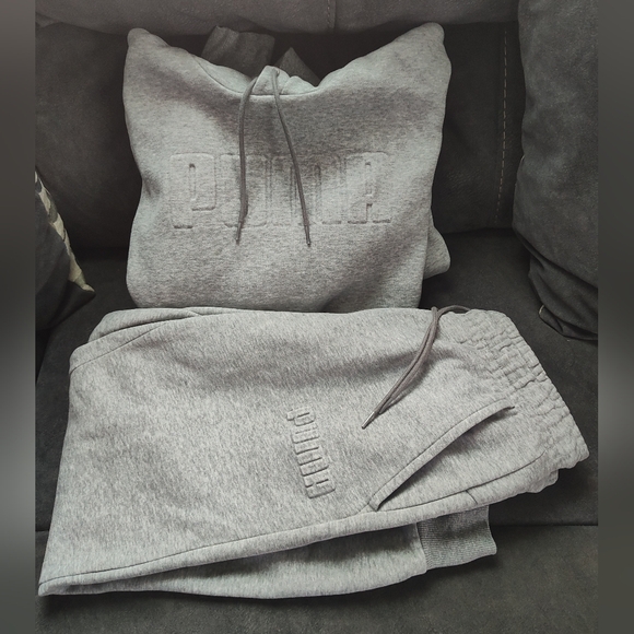 PUMA Gray Hoodie and Sweatpants Set SZ M Used Just Like New - Picture 1 of 14